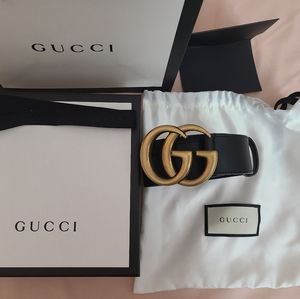 Authentic Gucci Marmont Double G Wide Leather Belt